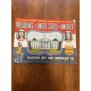 Vintage 1950s Mr. Peanut Presidents of the United States Paint Book